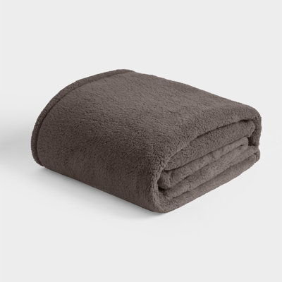 Ohs Large Teddy Fleece Throw BlanketDark Grey from B&Q