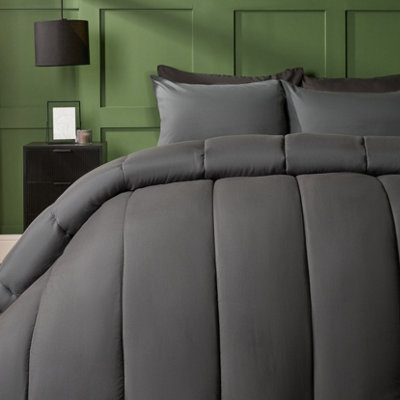 Ohs Coverless 10.5 Tog Soft Duvet Set - Charcoal Grey / Polyester, Microfibre / Superking / 3.5Kg - Image 3