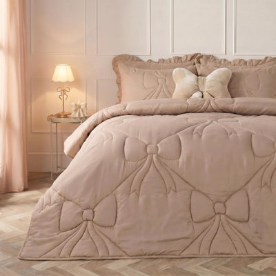 B&Q -  Bow Lattice Coverless 7.5 Tog Duvet Bedding Set With PillowcaseNatural