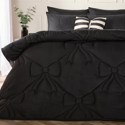 B&Q -  Bow Lattice Coverless 7.5 Tog Duvet Bedding Set With PillowcaseBlack