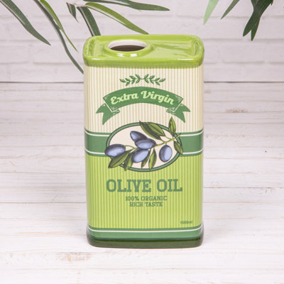 Vintage Olive Oil Ceramic Glazed Green Or Yellow Vase  (24925)Green from B&Q