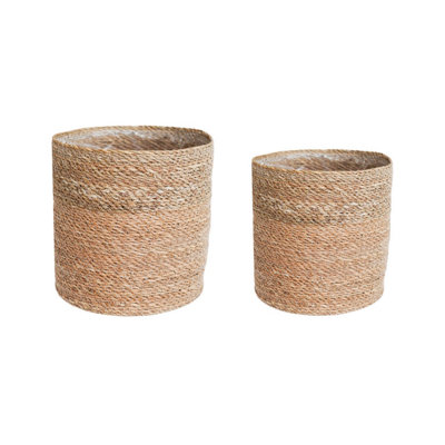 Ivyline Set Of 2 Seagrass Indoor Lined Planters (24338) from B&Q
