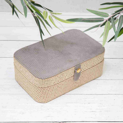 Annibells Woven Fabric Jewellery Box Mirror & Ring Compartment  (7132) from B&Q