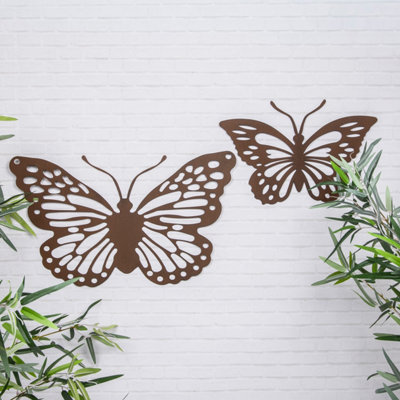 Annibells Rusted Metal Butterfly Garden Wall Plaque (25695)Set Of 2 Sizes from B&Q