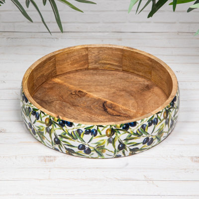 Annibells Large Olive Enamelled Mango Wood Salad Serving Bowl Fruit Dish 30Cm (25443) from B&Q