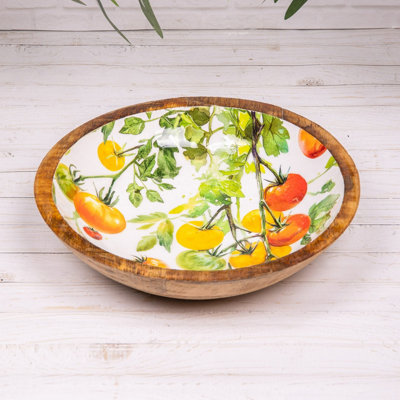 Annibells Mango Wood Tomato Enamelled Salad Fruit Serving Bowl (25024) from B&Q