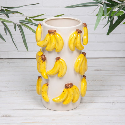 Annibells Banana 3D Embossed Ceramic Tall/round Glazed Vase (25622) from B&Q