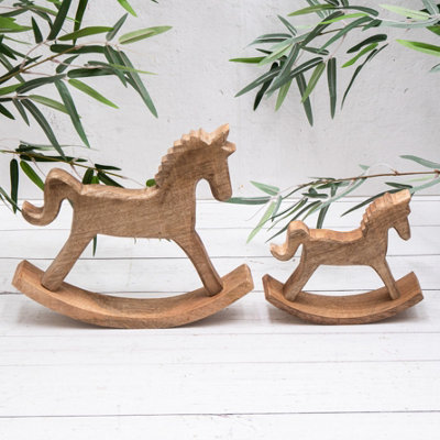 Annibells Vintage Wooden Small Rocking Horse Ornament (11956)Set Of 2 Sizes from B&Q