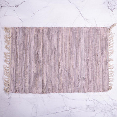 Annibells Natural Woven Grey Cotton Chindi Rug from B&Q