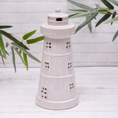 Annibells Off White Ceramic Lighthouse Led Light Up Ornament (18290)Large from B&Q