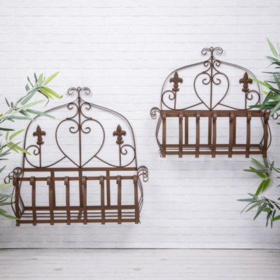  - Annibells Large Rustic Brown Metal Vintage Wall Basket Planters (25894)Small