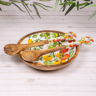 Annibells Mango Wood Enamelled Tomato Design Serving Bowl (2582) from B&Q