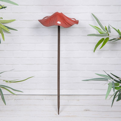 Annibells Rustic Metal Red Mushroom Toadstool Garden Stake Ornament from B&Q