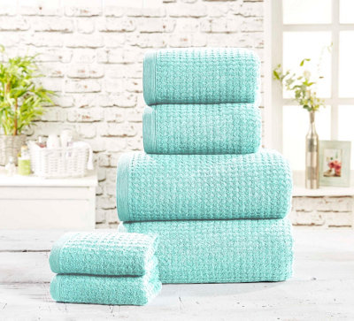 B&Q -  Waffle Towel Pure Cotton Face Duck Egg