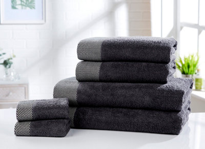 B&Q -  Tidal Pure Cotton Face Towel Charcoal