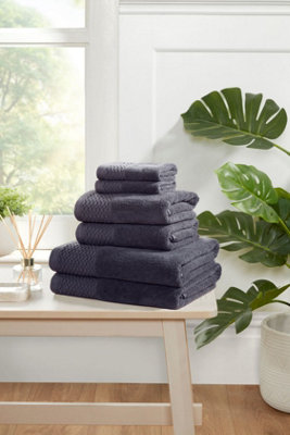 B&Q -  Eden Weave Pure Cotton Face Cloth Towels Set Of 4 (Grey)