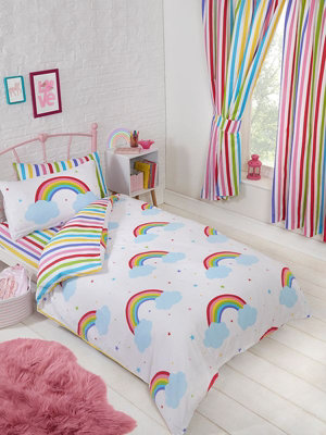 Rainbow Sky Junior Toddler Duvet Cover And Pillowcase Set from B&Q