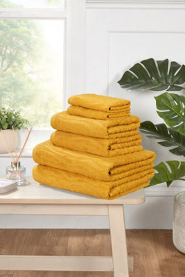 B&Q -  Safari 6 Piece Towel Bale Set Pure Cotton Mustard Yellow