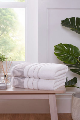 Rapport Home Dakota Stripe Bath Towel Pure Cotton Natural from B&Q