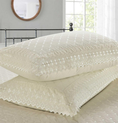 Rapport Home Richmond Ivory Pillowcase Pair Luxury Embroidered from B&Q