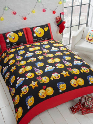 Emotional Icons Christmas Single Duvet Cover And Pillowcase Set from B&Q