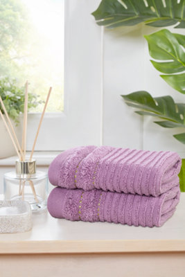 B&Q -  Linear Pure Cotton Face Cloth Towels Set Of 4 (Pink)