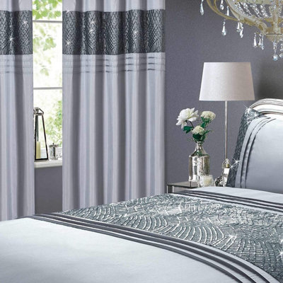 Rapport Charleston Sequin Fully Lined Eyelet Curtains from B&Q