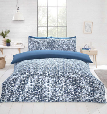 Rapport Home Pebbles Geo Blue Duvet Cover Set Double Bedding Set from B&Q