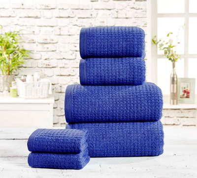 B&Q -  Waffle Towel Pure Cotton Face Navy
