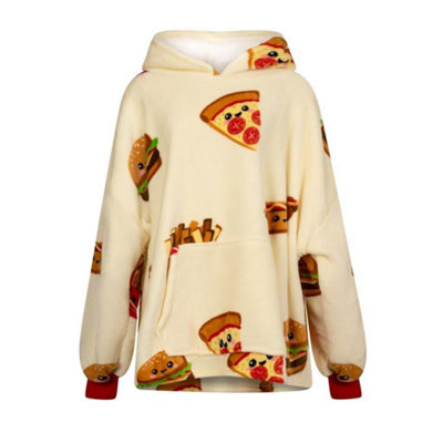 Urban Unique Fast Food Sherpa Fleece Hoodie Blanket/throw Yellow Oversized from B&Q