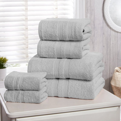 B&Q -  Camden 6 Piece Towel Bale Set Pure Cotton Silver
