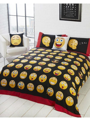 B&Q Emotional Icons Single Duvet Cover And Pillowcase Set Black/White