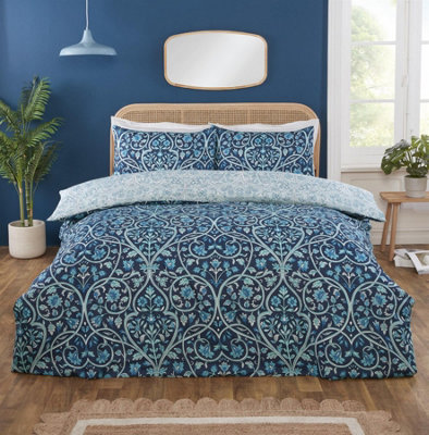Rapport Home Harrow Blue Duvet Cover Set Double Bedding Set from B&Q