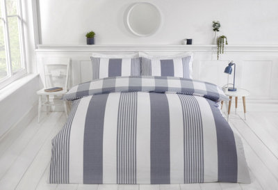 Rapport Home Ph Chambray Stripe Duvet Cover Set With Pillowcase from B&Q