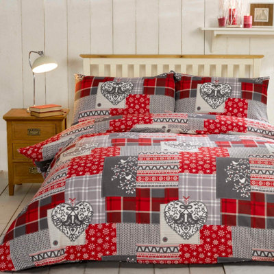 Rapport Home Alpine Patchwork Cotton Flannelette Duvet Set With Pillowcase from B&Q