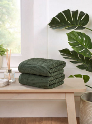 B&Q -  Safari Bath Towel Pure Cotton Forest Green
