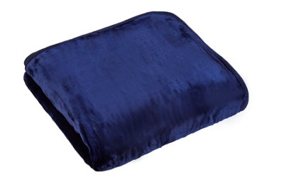 Rapport Home Dyed Mink Faux Fur Polyester Soft Cosy Plain Throw (200X240) Navy from B&Q