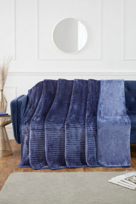 Rapport Home Ribbed Mink Faux Fur Polyester Super Soft Cosy Throw from B&Q