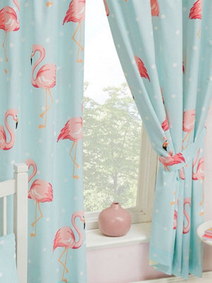 Fifi Flamingo Lined 54'' Curtains from B&Q