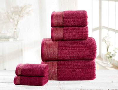 B&Q -  Mayfair Towel Pure Cotton Face Damson/gold