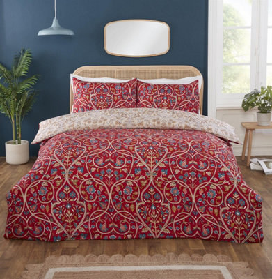 Rapport Home Harrow Red Duvet Cover Set Double Bedding Set from B&Q