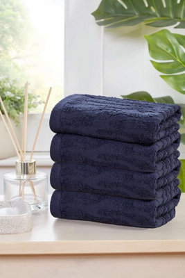 B&Q -  Safari Pure Cotton Face Cloth Towels Set Of 4 (Blue)
