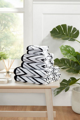 Rapport Home Helix Hand Towel Pure Cotton Mono Black from B&Q
