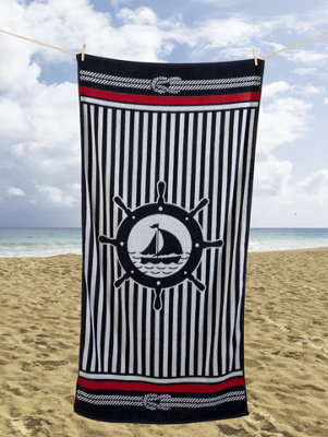 Rapport Nautical Striped Navy Beach Towel Multi 85 X 160Cm from B&Q