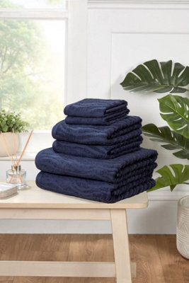B&Q -  Safari 6 Piece Towel Bale Set Pure Cotton Midnight Blue