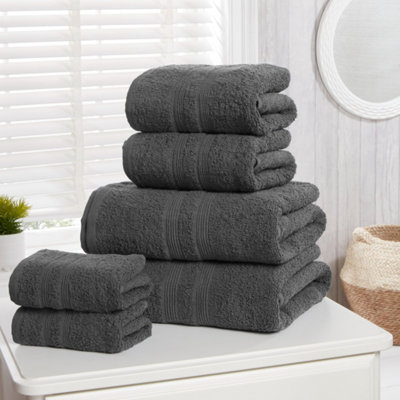 B&Q -  Camden Pure Cotton Face Towel Charcoal