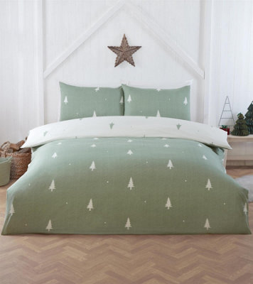 B&Q -  Fir Green Duvet Cover Set King Bedding Set