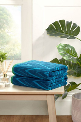 B&Q -  Helix Pure Cotton Hand Towels Set Of 2 (Blue)