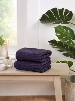 B&Q -  Safari Pure Cotton Bath Towels Set Of 2 (Purple)