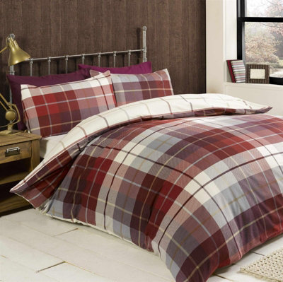 Rapport Flanelette Brushed Cotton Tartan Duvet Cover Set from B&Q
